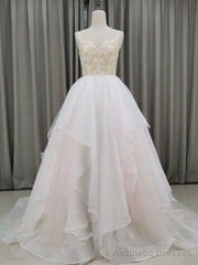 Unique Sweetheart Neck Tulle Long Prom Dresses, Tulle Graduation With Beading Sequin