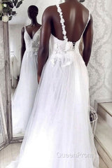 Unique v neck tulle lace long Evening Prom Dresses tulle lace evening Dresses