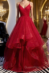 V Neck Burgundy Evening Prom Dresses, Wine Red V Neck Formal Evening Dresses