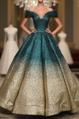 V-Neck Off The Shoulder Sequins Ball Gowns Quinceanera Dresses