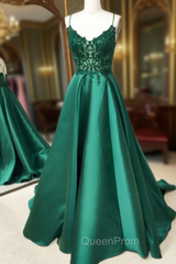 V Neck Open Back Green Lace Long Evening Prom Dresses, V Neck Backless Green Lace Long Evening Graduation Evening Dresses