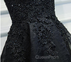 V Neck Short Black Lace Evening Prom Dresses, Black Lace Homecoming Dresses, Short Black Formal Evening Dresses
