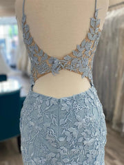 V Neck Short Light Blue Lace Evening Prom Dresses, V Neck Blue Lace Short Graduation Homecoming Dresses