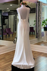 V-Neck Square Back Long Bridal Gown