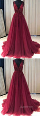 V Neckline Evening Prom Dresses Long , Evening Dresses, Formal Dresses, Graduation School Party Dance Dresses