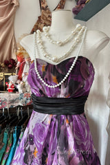 Vintage A Line Sleeveless Long Floral Chiffon Evening Dresses Evening Prom Dresses