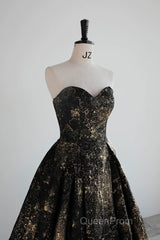 Vintage Ball Gown Sweetheart Sleeveless Long Evening Prom Gown Fairy Black Evening Prom Dresses