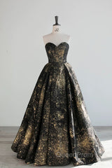 Vintage Ball Gown Sweetheart Sleeveless Long Evening Prom Gown Fairy Black Evening Prom Dresses