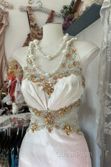 Vintage Mermaid Halter Sleeveless Long Ombre Pink Evening Dresses Evening Prom Dresses