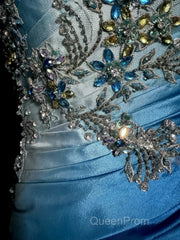 Vintage Mermaid Sweetheart Sleeveless Long Blue Evening Prom Gown Fairy Evening Prom Dresses