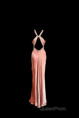 Vintage Mermaid V Neckline Pink Backless Long Evening Prom Gown Fairy Evening Prom Dresses