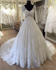 2025 Gorgeous A Line Long Sleeves V Neck Wedding Dresses