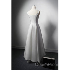 White A Line Satin Evening Prom Dresses French Style Formal Dresses
