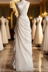 White Bodycon Satin Tulle Long Evening Prom Dresses Simple Wedding Dresses