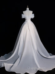 White Organza Long Evening Prom Dresses, White Long Evening Dresses
