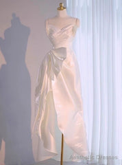 White Satin Strapless Pleats Bow Wedding Dress