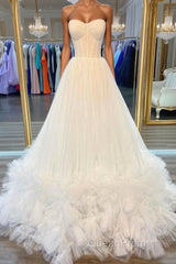 White sweetheart neck tulle long Evening Prom Dresses white formal Dresses