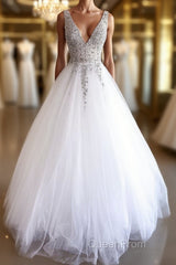 White v neck tulle beads sequin long Evening Prom Dresses white evening Dresses