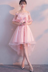 Wine Red Lace Tulle High Low Lace Formal Homecoming Dresses