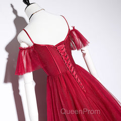 Wine Red Straps Off Shoulder Long Evening Prom Dresses Party Dresses, Formal Gown Evening Dresses
