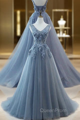 WomenS Tulle Evening Dresses Appliques Long Evening Prom Dresses H3818