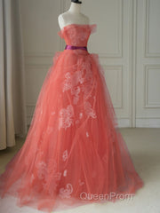 Yellow tulle lace long Evening Prom Dresses, yellow tulle formal Dresses