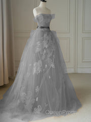 Yellow tulle lace long Evening Prom Dresses, yellow tulle formal Dresses